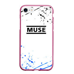 Чехол iPhone 7/8 матовый MUSE рок стиль краски, цвет: 3D-малиновый