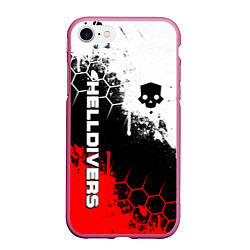 Чехол iPhone 7/8 матовый Helldivers 2: Skull Logo, цвет: 3D-малиновый