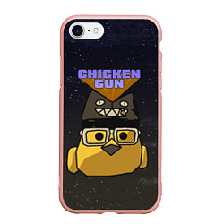 Чехол iPhone 7/8 матовый Chicken gun space, цвет: 3D-светло-розовый