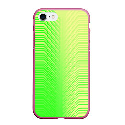 Чехол iPhone 7/8 матовый Зелёные градиентные линии, цвет: 3D-малиновый