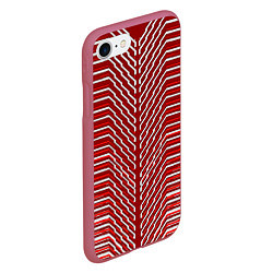 Чехол iPhone 7/8 матовый Белые линии на красном фоне, цвет: 3D-малиновый — фото 2