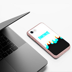 Чехол iPhone 7/8 матовый Fortnite epic game fire, цвет: 3D-светло-розовый — фото 2