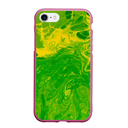 Чехол iPhone 7/8 матовый Зеленые подтеки, цвет: 3D-малиновый