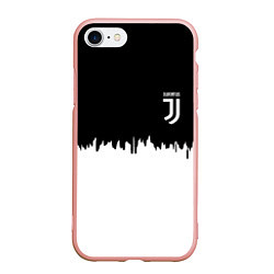 Чехол iPhone 7/8 матовый Juventus белый огонь текстура, цвет: 3D-светло-розовый