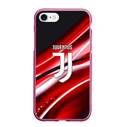 Чехол iPhone 7/8 матовый Juventus geometry sport line, цвет: 3D-малиновый