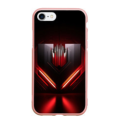 Чехол iPhone 7/8 матовый Красная и черная кибернетика, цвет: 3D-светло-розовый