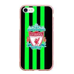 Чехол iPhone 7/8 матовый Liverpool line green, цвет: 3D-светло-розовый