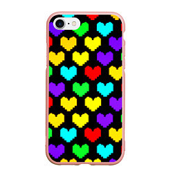 Чехол iPhone 7/8 матовый Undertale heart pattern, цвет: 3D-светло-розовый