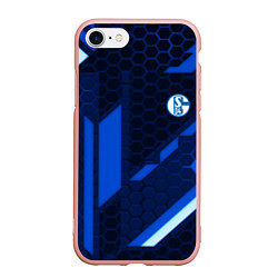 Чехол iPhone 7/8 матовый Schalke 04 sport geometry, цвет: 3D-светло-розовый