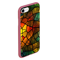 Чехол iPhone 7/8 матовый Витражная стеклянная мозаика, цвет: 3D-малиновый — фото 2