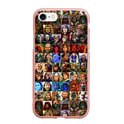 Чехол iPhone 7/8 матовый Портреты всех героев, цвет: 3D-светло-розовый