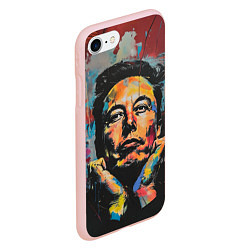 Чехол iPhone 7/8 матовый Илон Маск граффити портрет, цвет: 3D-светло-розовый — фото 2