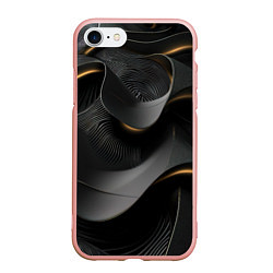 Чехол iPhone 7/8 матовый Черная абстракция с темными золотыми вставками, цвет: 3D-светло-розовый