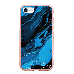 Чехол iPhone 7/8 матовый Черно-синяя абстракция геометрическая, цвет: 3D-светло-розовый