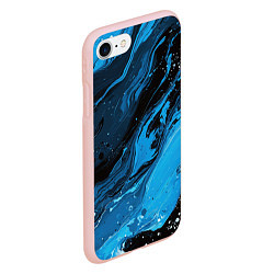 Чехол iPhone 7/8 матовый Черно-синяя абстракция геометрическая, цвет: 3D-светло-розовый — фото 2