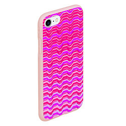 Чехол iPhone 7/8 матовый Розовые линии и белые полосы, цвет: 3D-светло-розовый — фото 2