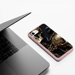 Чехол iPhone 7/8 матовый Прикованные цепями черепа, цвет: 3D-светло-розовый — фото 2