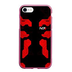 Чехол iPhone 7/8 матовый Mass Effect - Red armor, цвет: 3D-малиновый