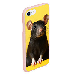 Чехол iPhone 7/8 матовый Крыса черная, цвет: 3D-светло-розовый — фото 2