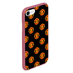 Чехол iPhone 7/8 матовый Manchester United Pattern, цвет: 3D-малиновый — фото 2
