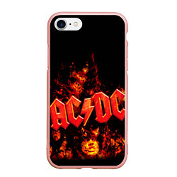Чехол iPhone 7/8 матовый AC/DC Flame, цвет: 3D-светло-розовый