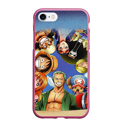 Чехол iPhone 7/8 матовый One Piece, цвет: 3D-малиновый