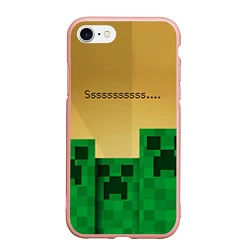 Чехол iPhone 7/8 матовый Minecraft Sssss, цвет: 3D-светло-розовый