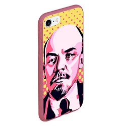 Чехол iPhone 7/8 матовый Ленин: поп-арт, цвет: 3D-малиновый — фото 2