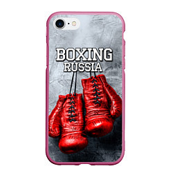 Чехол iPhone 7/8 матовый Boxing Russia, цвет: 3D-малиновый