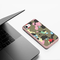 Чехол iPhone 7/8 матовый Камуфляж: микс цветов, цвет: 3D-светло-розовый — фото 2