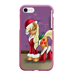 Чехол iPhone 7/8 матовый Pinky Pie: Xmas, цвет: 3D-малиновый