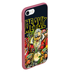 Чехол iPhone 7/8 матовый Heavy Metal Santa, цвет: 3D-малиновый — фото 2