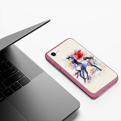 Чехол iPhone 7/8 матовый Лошадь: акварель, цвет: 3D-малиновый — фото 2