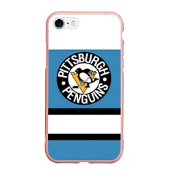 Чехол iPhone 7/8 матовый Pittsburgh Penguins: White, цвет: 3D-светло-розовый