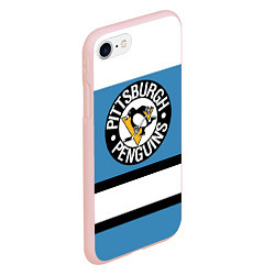 Чехол iPhone 7/8 матовый Pittsburgh Penguins: White, цвет: 3D-светло-розовый — фото 2