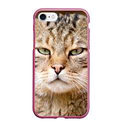 Чехол iPhone 7/8 матовый Взгляд кошки, цвет: 3D-малиновый