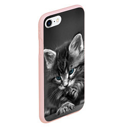 Чехол iPhone 7/8 матовый Голубоглазый котенок, цвет: 3D-светло-розовый — фото 2
