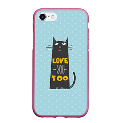 Чехол iPhone 7/8 матовый Kitty: Love you too, цвет: 3D-малиновый