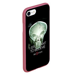 Чехол iPhone 7/8 матовый X-files: Alien skull, цвет: 3D-малиновый — фото 2