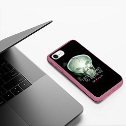Чехол iPhone 7/8 матовый X-files: Alien skull, цвет: 3D-малиновый — фото 2
