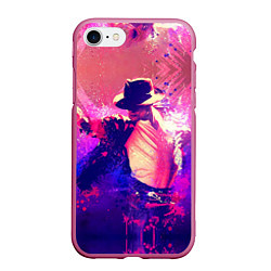 Чехол iPhone 7/8 матовый Michael Jackson: Moon, цвет: 3D-малиновый