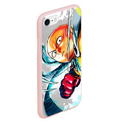 Чехол iPhone 7/8 матовый One Punch Man Rage, цвет: 3D-светло-розовый — фото 2