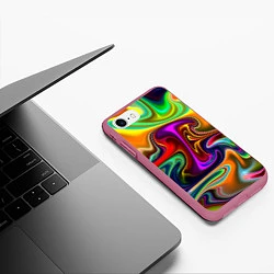 Чехол iPhone 7/8 матовый Неоновые разводы, цвет: 3D-малиновый — фото 2