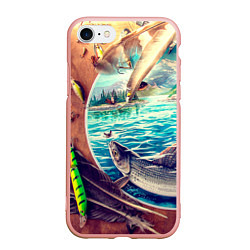 Чехол iPhone 7/8 матовый Истинный рыболов, цвет: 3D-светло-розовый