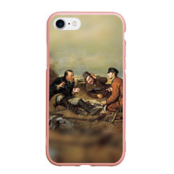 Чехол iPhone 7/8 матовый Русские охотники, цвет: 3D-светло-розовый