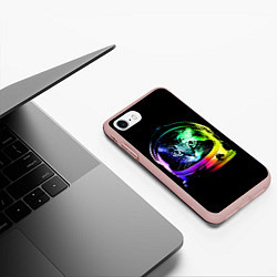 Чехол iPhone 7/8 матовый Кот космонавт, цвет: 3D-светло-розовый — фото 2