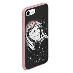 Чехол iPhone 7/8 матовый Гагарин в космосе, цвет: 3D-баблгам — фото 2