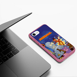 Чехол iPhone 7/8 матовый Futurama Devil, цвет: 3D-малиновый — фото 2