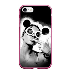 Чехол iPhone 7/8 матовый Девушка в очках, цвет: 3D-малиновый