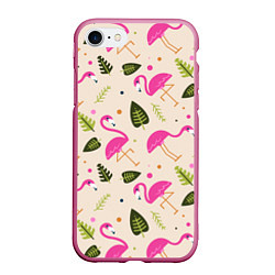 Чехол iPhone 7/8 матовый Нежный фламинго, цвет: 3D-малиновый